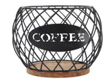 Coffee Pod Holder Iron Large Capacity Stylish Look Easy Access Wooden Base Coffee Pod Storage V1294-YM0901-3118240273211