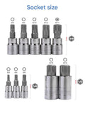10-Piece M-Type Spline Bit Socket Set - Chrome Steel, Polished & Quenched for Durability with V888-ELOSUNG35749