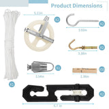 Laundry Clothesline Kit, Complete Laundry Hanging Tools Including 198ft Cotton Rope, Rustproof V1369-AZ3-W-08539