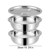 Stainless Steel colander S - 3 Piece Mixing Bowl, Strainer, and Vegable Washer - Multifunctional V1369-AZ3-W-11177