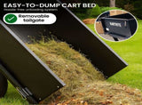 Kartrite Heavy Duty Dump Cart 270kg Capacity Pneumatic Tyres Quick Release Pedal Removable Tail TLY-SPR-39C-BK