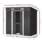 Giantz Garden Shed 1.94x1.21M w/Metal Base Sheds Outdoor Storage Tool Steel House Sliding Door SHED-FLAT-4X6-BASE-ABC