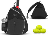 Black Tennis Sling Bag Badminton Backpack Crossbody Racket Holder for Pickleball Squash Sports V888-ELOSUNG38611