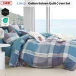 Ardor 250TC Costa Check Cotton Sateen Quilt Cover Set King V442-INT-QUILTCS-250TCCOSTA-BLUE-KI