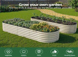 Green Fingers Oval Raised Garden Bed Galvanised Planter Box Rust Resistant 240x60x45cm White GB-OVAL-2406045-WH