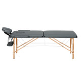 Zenses Massage Table 56cm Portable 2 Fold Wooden Beauty Bed Grey MT-WOOD-2FOLD-GREY-56