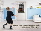 Over the Door Basketball Laundry Hamper, Hanging Laundry Basket with Basketball Hoop & Zipper, Black V1369-AZ3-W-08600