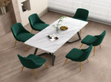 Marbleous Green Velvet Dining Set V264-DNT-413C-WHE-DNC-414V-GRN-6