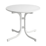 Gardeon Outdoor Side Table 80cm Folding Steel Round Bistro Desk Cafe Patio Furniture White ODF-TB-STFD-WH