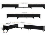 Artiss TV Cabinet Entertainment Unit Stand Extendable Black FURNI-N-EXT-TV240-BK-AB