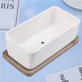 SWETRACE Ceramic Oblong Flower Pot White 1 Set 6.7X3.3In V1189-LWWAL-20260327-03580