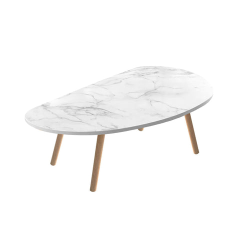 SOGA 80x40cm White Stone Pattern Living Room Nordic Coffee Table Modern Style TABLETEA12