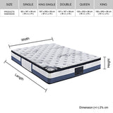King Single Mattress Latex Pillow Top Pocket Spring Foam Medium Firm Bed V43-MAT-LPTN-KS
