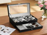 Embellir 12 Grids Watch Box Organizer Case Jewelry Display Storage Showcase WBX-2T-12SL-3020-BK