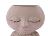 Face Planter Pot Multipurpose Resin Cute Girl Heads Succulent Flowerpot with Drainage Hole for V1294-YM0901-3111240041511