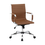 Artiss Office Chair Conference Chairs PU Leather Mid Back Brown OCHAIR-H-8147-BR