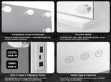 LED Beauty Mirror with 14 Bulbs, Colour Settings, USB A and USB C, White, 50 42cm V196-BM500