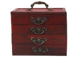 Jewelry Box Chinese Vintage Case 4 Drawer Wood Oriental Compact Ample Capacity Versatile Storage V1294-YM0710-3117230360411