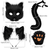 Plush mask with fox tail and ears set, cat tail fox costume cosplay costume with cat ears and paw V1188-JAR108-05156-1