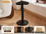 Solid Rubberwood Small Side Table with Heart Shape Top and Raised Edge, Compact End Table for Sofa, V1341-ZY-S89HFBAB-BLACK