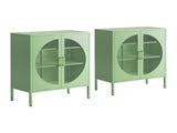 Artiss 2x Buffet Sideboard Cabinet ELSA Cupboard Storage Mesh Doors Metal Green AI-SIDE-M-01-GNX2