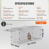 Live Animal Cage Trap, 50" x 20" x 26" Humane Cat Trap Galvanized Iron, Folding Animal Trap with V952-YBL50YC00000VGIXYV0