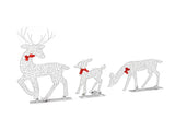 3pcs Lighted Christmasation Deer Home Warm White Light Iron LED Reindeer Family Set Tabletop V1294-YM0710-3115230130011