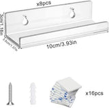 8-Pack Clear Acrylic Wall-Mount Record Display Shelves for Vinyl Albums, CDs and Photos V1188-MS-731-095