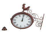 Iron Wrought Wall Clock Rooster Double Sided Antique Brass Wall Clock Round Roman Numeral Wall Clock V1294-YM0714-3115210164011
