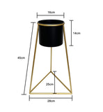 Black Planter on Gold Pyramid Stand 45cm V637-68104PLN