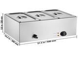 3-Pan Commercial Food Warmer, 16.5L Electric Steam Table, 1200W Professional Countertop Stainless V952-SYSPBWQPTK31E3ZVSV3