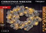 Christabelle 61cm Alpine Snow Christmas Wreath Pre Lit Multi Function LED Timer Pinecone Front 112_WFLAS61