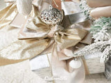 Champagne Velvet Wired Ribbon with Glitter Back 4 Inch Ivory and Gold Wired Ribbon for V1188-WSZ-A-2344