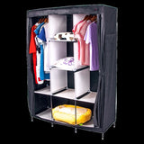 Large Portable Clothes Closet Canvas Wardrobe Storage Organizer with Shelves V63-831971