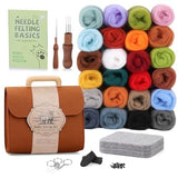 Felting Needles Kit in 24 Colors with Wool, Tools, Mat u0026 Storage Bag for DIY Craft Projects. V1188-YG-CN1120-039