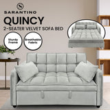 Sarantino Quincy 2-Seater Velvet Sofa Bed in Light Grey with Wooden Frame & Tufted Design SOFA-7006-VEL-LGY