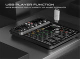 4 Channel Audio Mixer 48V Phantom Power USB Studio Sound Mixers Bluetooth DJ Console Mixing for V1366-AZ2-W-22067