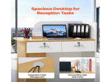 Reception Desk, 80 cm Rectangular Front Counter Table, Modern Office Reception Desk with LED Light, V952-YBQTBSMSJXDLHVT0N001V9