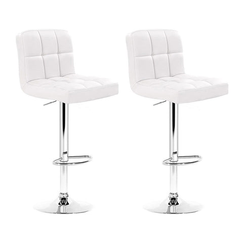 Artiss 2x Bar Stools Leather Gas Lift White BA-TW-NEW1055-WHX2