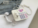 White Sweet Girl Creative Crossbody Bag with Telephone Design, PU Material, Lightweight and Unique V888-ELOSUNG17031