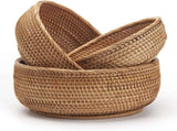 Set of 3 Rattan Storage Baskets, Stackable Woven Wicker Organizer Box for Kitchen Cupboard Shelf, V1237-ZY00B089K29BKG