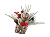 35cm Tabletop Xmas Tree Bark Wooden Barrel Decoration Artificial Bouquet Ornament for Home Hotel V1294-YM0901-3115240094713