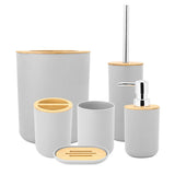 6Pcs/Set Household Bathroom Soap Box Toothbrush Holder Rinse Cup Lotion Bottle Accessories KitGray V1294-YM0901-3117200049511