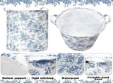 3 Pcs Blue Flower Foldable Laundry Basket Collapsible Clothes Hamper with Handle Canvas V1237-ZY00B0F9VZQ41C