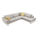 5 Seater Lounge Cream Colour Leatherette Corner Sofa Couch with Chaise V43-SOF-MRN-CR