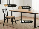 Artiss Dining Table and Chairs Set 5PCS Industrial 4 Black Rattan Chairs for Kitchen, Dining Room, DSET-TAB01-RA-BKX4