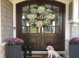 Handmade Hydrangea Rattan Ring Garland for European & American Decor 15.75 Inch Wreath for Front V1370-AZ4-16059