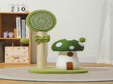 Green Durable Mushroom Cat Scratching Post - Anti-Slip, No Debris Cat Scratch Pad with Sofa V888-ELOSUNG13479