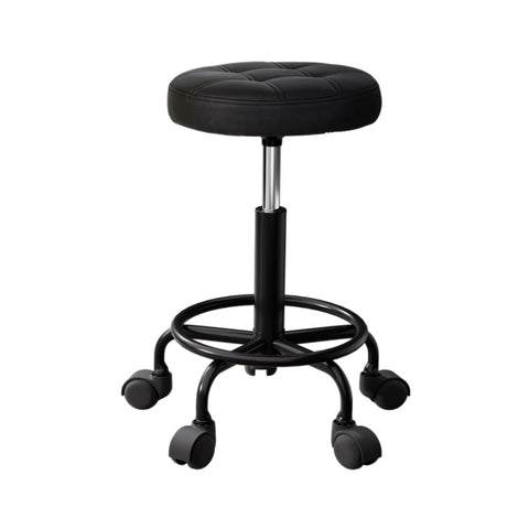 Artiss Salon Stool Round Swivel Chairs Black SALON-B-D-RD-BK