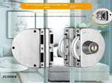 Glass Door Lock with Stainless Steel Double Bolts Swing Push, Double Sliding Security Door Lock V1192-AZ-W-3182